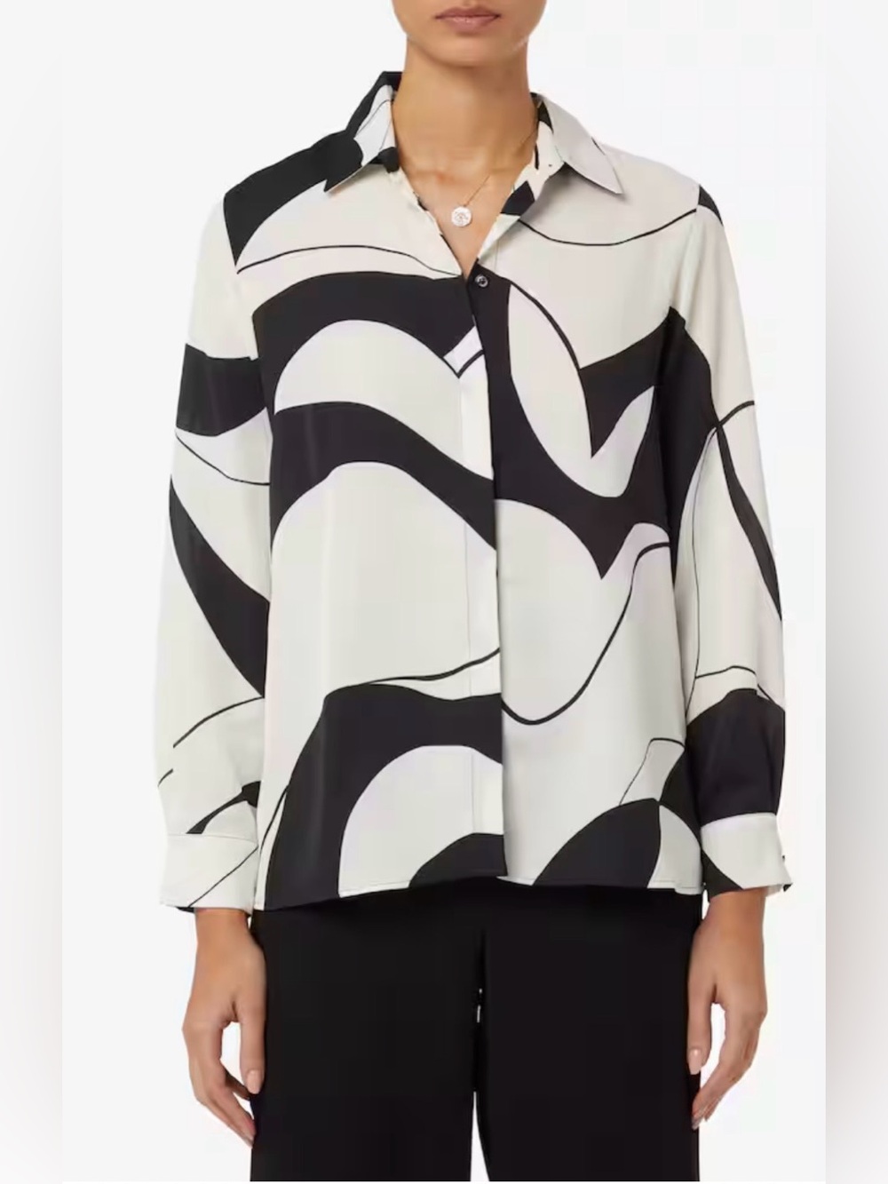 Marella 365 ART black star abstract print shirt designer blouse US 2